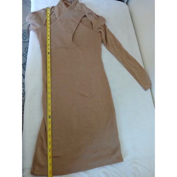 ASTR THE LABEL Wrap Neck Cutout Long Sleeve Brown Knit Dress Small - Picture 13 of 16